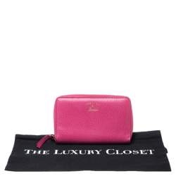 Gucci Pink Leather Swing Zip Around Wallet