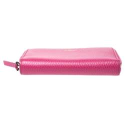 Gucci Pink Leather Swing Zip Around Wallet