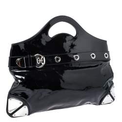 Pre Owned Gucci Black Patent Leather Romy Tote