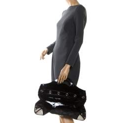 Pre Owned Gucci Black Patent Leather Romy Tote