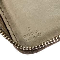 Pre Owned Gucci Beige Guccissima Leather Zip Around Wallet Organizer
