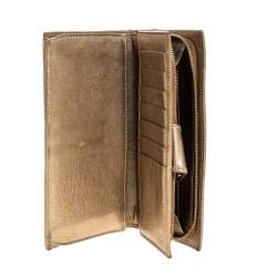 Gucci Gold/Bronze GG Canvas and Leather D Ring Continental Wallet