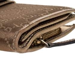 Gucci Gold/Bronze GG Canvas and Leather D Ring Continental Wallet