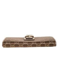 Gucci Gold/Bronze GG Canvas and Leather D Ring Continental Wallet