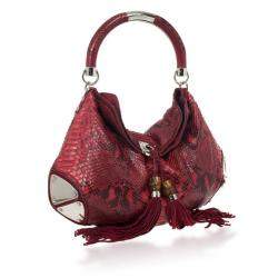 Gucci Gold Red Python Large Babouska Indy Top Handle Bag
