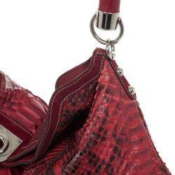 Gucci Gold Red Python Large Babouska Indy Top Handle Bag