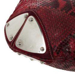 Gucci Gold Red Python Large Babouska Indy Top Handle Bag