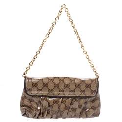 مملوكة مسبقًا Gucci Brown Crystal Canvas Hysteria Evening Clutch Bag