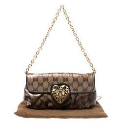 مملوكة مسبقًا Gucci Brown Crystal Canvas Hysteria Evening Clutch Bag