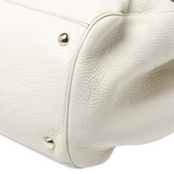 مملوكة مسبقًا حقيبة يد غوتشي شوبر بامبو جلد عاجية