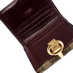 Gucci Beige/Brown GG Canvas Horsebit Compact Wallet