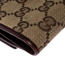 Gucci Beige/Brown GG Canvas Horsebit Compact Wallet