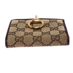 Gucci Beige/Brown GG Canvas Horsebit Compact Wallet