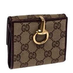 Gucci Beige/Brown GG Canvas Horsebit Compact Wallet