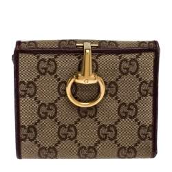 Gucci Beige/Brown GG Canvas Horsebit Compact Wallet