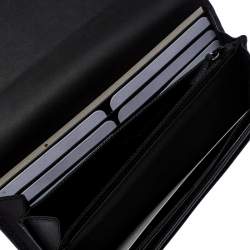  Gucci Black Leather Interlocking GG Crystal Continental Wallet