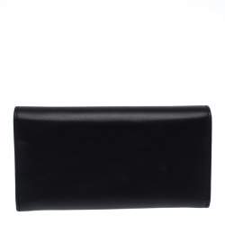  Gucci Black Leather Interlocking GG Crystal Continental Wallet