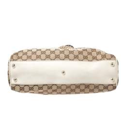 مملوكة مسبقًا Gucci Beige/Cream GG Canvas and Leather Peggy Medium Shoulder Bag