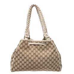 مملوكة مسبقًا Gucci Beige/Cream GG Canvas and Leather Peggy Medium Shoulder Bag