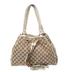 مملوكة مسبقًا Gucci Beige/Cream GG Canvas and Leather Peggy Medium Shoulder Bag