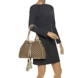 مملوكة مسبقًا Gucci Beige/Cream GG Canvas and Leather Peggy Medium Shoulder Bag