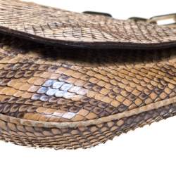 Pre Owned Gucci Python Chain Flap Shoulder Bag
