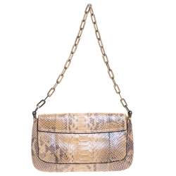 Pre Owned Gucci Python Chain Flap Shoulder Bag