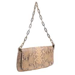 Pre Owned Gucci Python Chain Flap Shoulder Bag