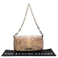 Pre Owned Gucci Python Chain Flap Shoulder Bag