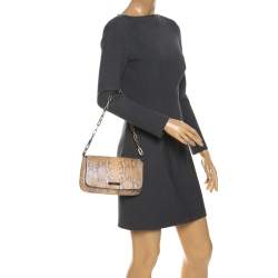 Pre Owned Gucci Python Chain Flap Shoulder Bag