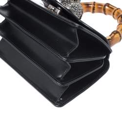 Pre Owned Gucci Black Leather Small Thiara Bamboo Top Handle Bag