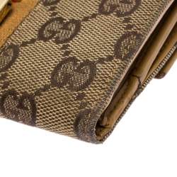 Gucci Tan/Beige GG Canvas and Leather Jackie Compact Wallet