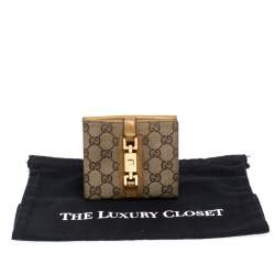 Gucci Tan/Beige GG Canvas and Leather Jackie Compact Wallet
