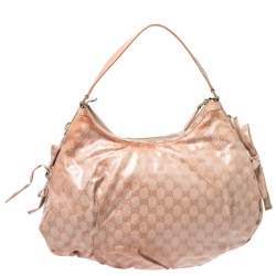 مملوكة مسبقًا حقيبة غوتشي ويب فينتدج كانفاس مقوى كريستال GG وردية 