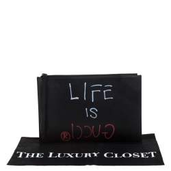 مملوكة مسبقًا Gucci Black Leather Ghost Zip Pouch