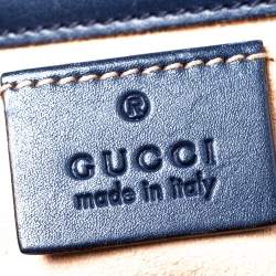 مملوكة مسبقًا Gucci Navy Blue Guccissima Leather Small Padlock Shoulder Bag