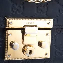 مملوكة مسبقًا Gucci Navy Blue Guccissima Leather Small Padlock Shoulder Bag