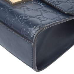 مملوكة مسبقًا Gucci Navy Blue Guccissima Leather Small Padlock Shoulder Bag