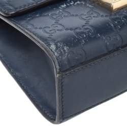 مملوكة مسبقًا Gucci Navy Blue Guccissima Leather Small Padlock Shoulder Bag