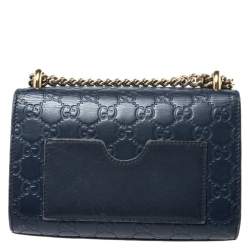 مملوكة مسبقًا Gucci Navy Blue Guccissima Leather Small Padlock Shoulder Bag