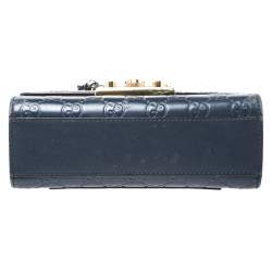 مملوكة مسبقًا Gucci Navy Blue Guccissima Leather Small Padlock Shoulder Bag