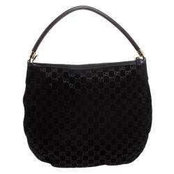 Pre Owned حقيبة غوتشي جلد وسويدي GG سوداء