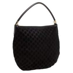 Pre Owned حقيبة غوتشي جلد وسويدي GG سوداء