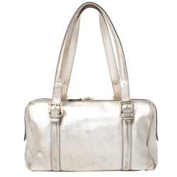 مملوكة مسبقًا Gucci Metallic Gold Leather Dialux Britt Boston Bag