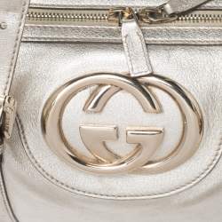 مملوكة مسبقًا Gucci Metallic Gold Leather Dialux Britt Boston Bag