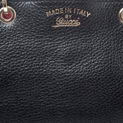 مملوكة مسبقًا حقيبة يد غوتشي بامبو متوسطة جلد سوداء