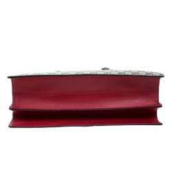 Pre Owned Gucci Navy Blue/Red GG Supreme Top Handle Bag