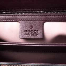 Pre Owned Gucci Burgundy/Pink Python Lady Lock Bamboo Top Handle Bag