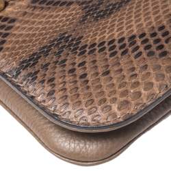 Pre Owned حقيبة كلتش غوتشي غرينيتش جلد وجلد ثعبان بنية