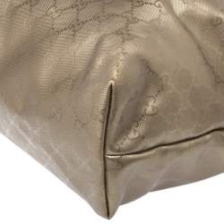 Pre Owned حقيبة يد غوتشي Shopper  جلد وكانفاس إمبريم GG ذهبية